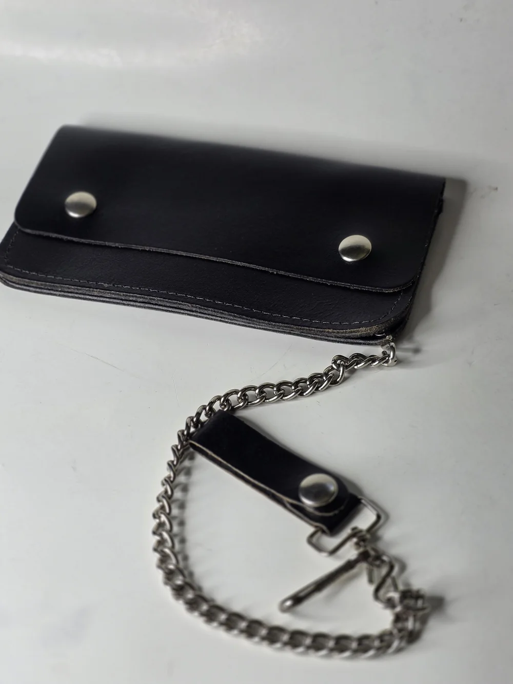 Genuine Leather Wallet with Chain - Black 8